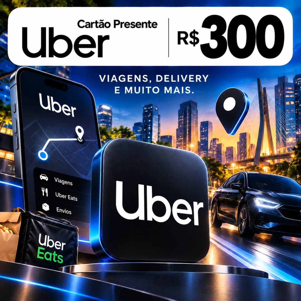 Gift Card Uber R$ 300,00 - Cartão Presente Digital