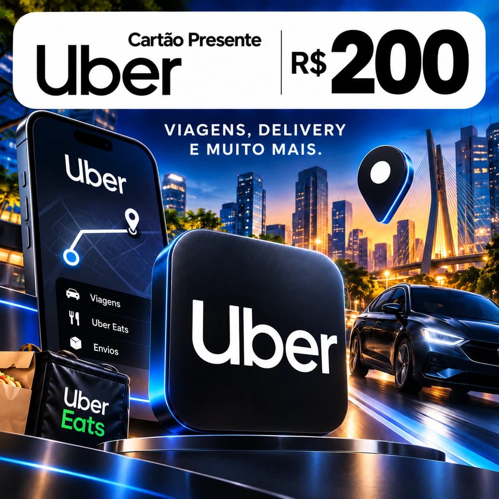 Gift Card Uber R$ 200,00 - Cartão Presente Digital