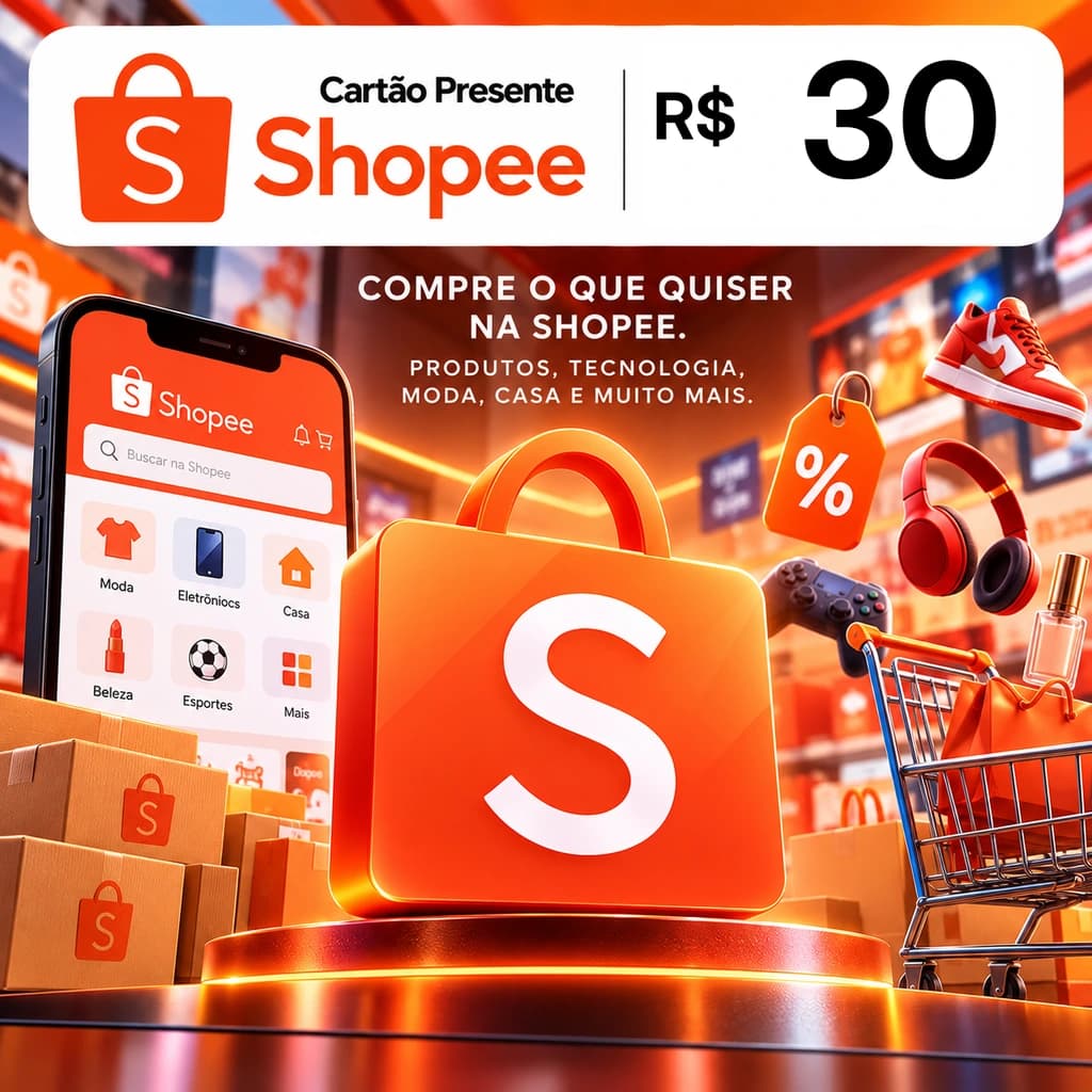 Gift Card Shopee R$ 30,00 - Vale Presente Digital
