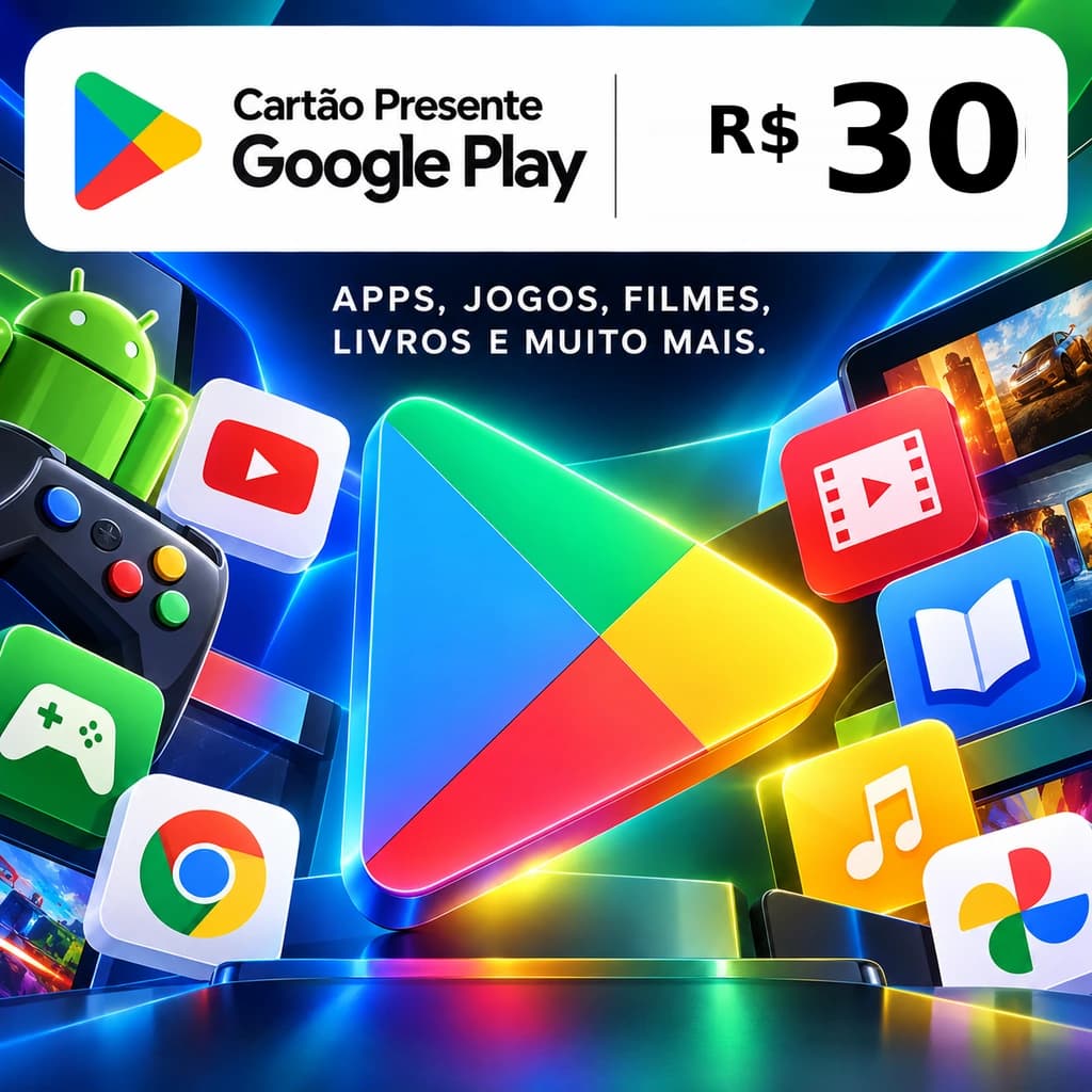 Gift Card Google Play R$ 30 - Cartão Presente Digital