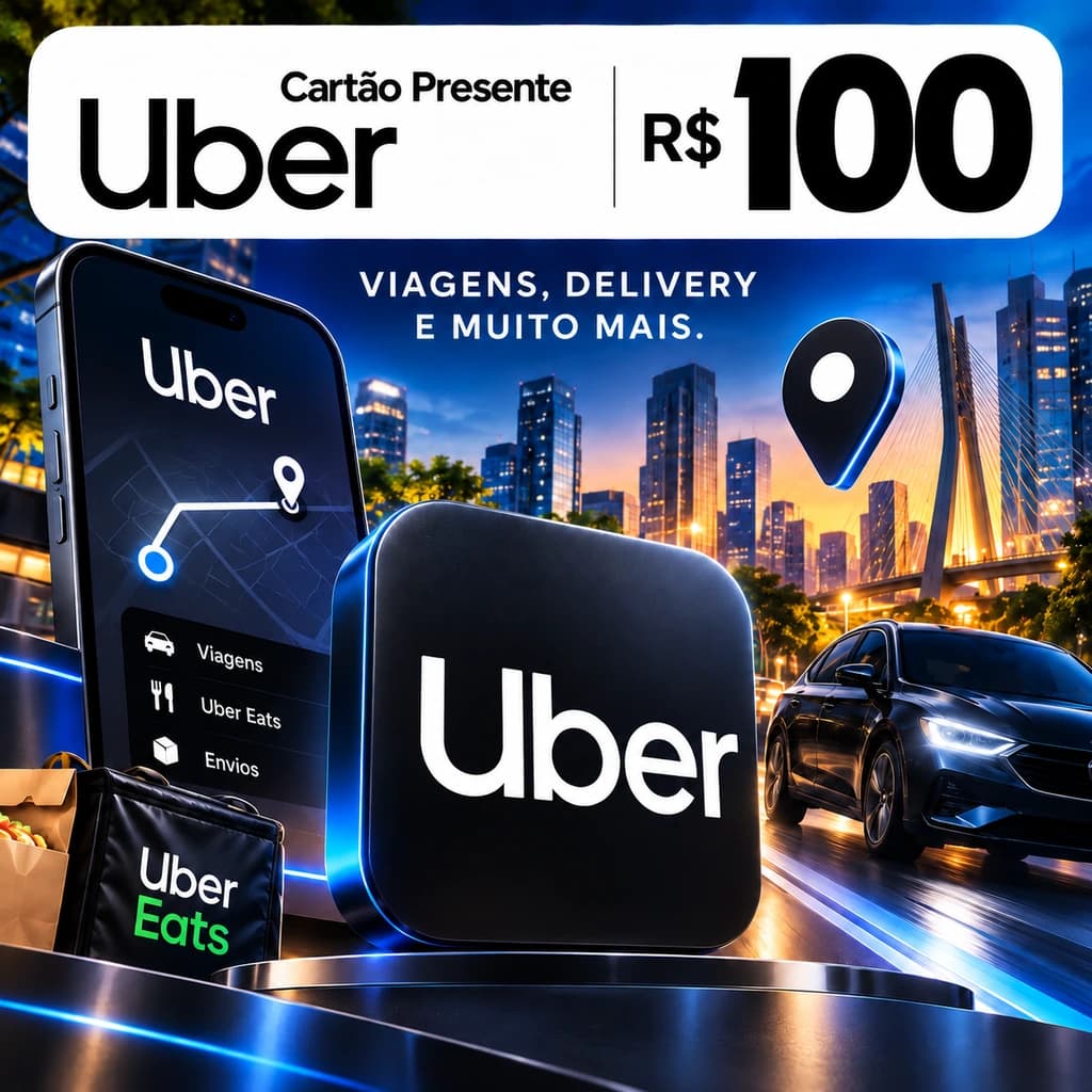 Gift Card Uber R$ 100 - Cartão Presente Digital