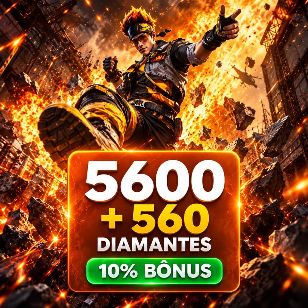 Free Fire – 5600 Diamantes +10% de Bônus
