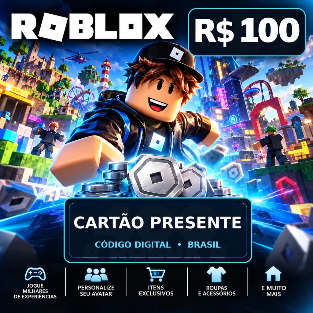 Cartão Presente Roblox R$ 100 - Código Digital Brasil