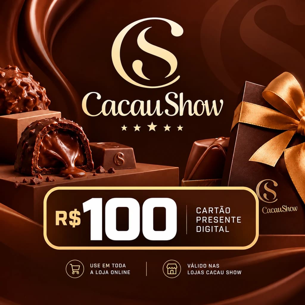 Gift Card Cacau Show R$ 100,00 - Cartão Presente Digital