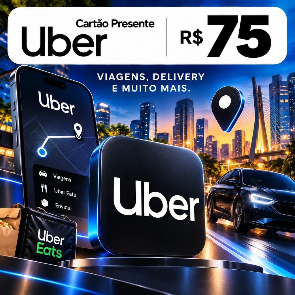 Gift Card Uber R$ 75 - Cartão Presente Digital