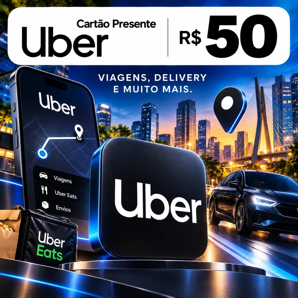 Gift Card Uber R$ 50 - Cartão Presente Digital