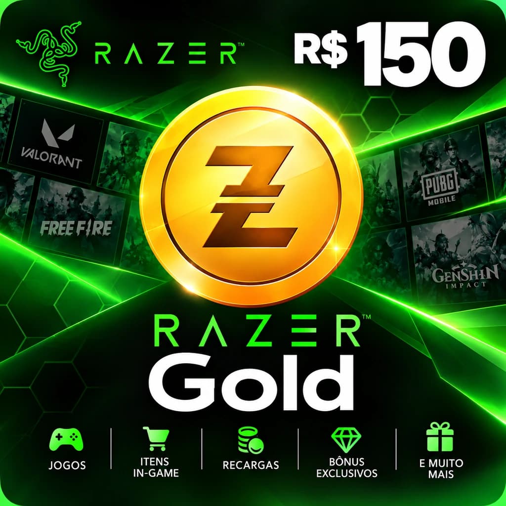 Razer Gold R$ 150,00 - Créditos Digitais