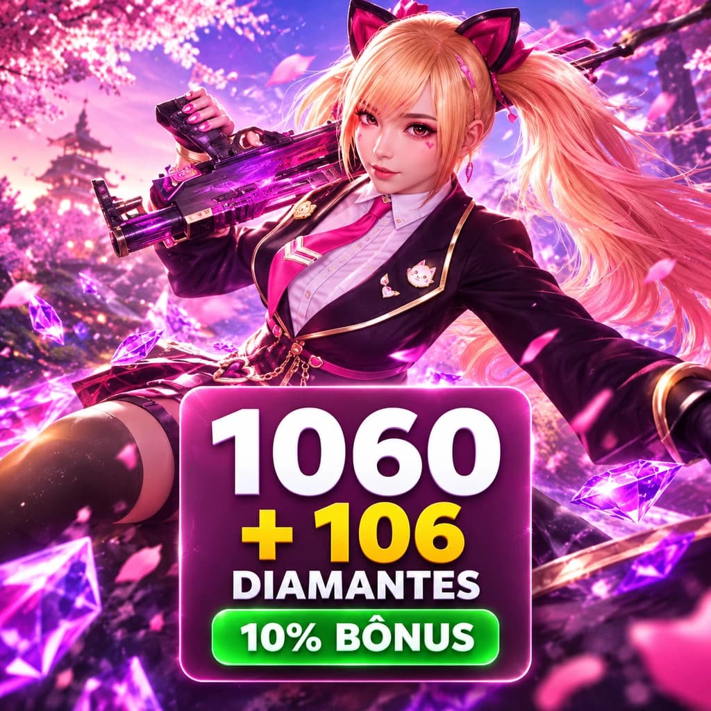 Free Fire – 1060 Diamantes +10% de Bônus