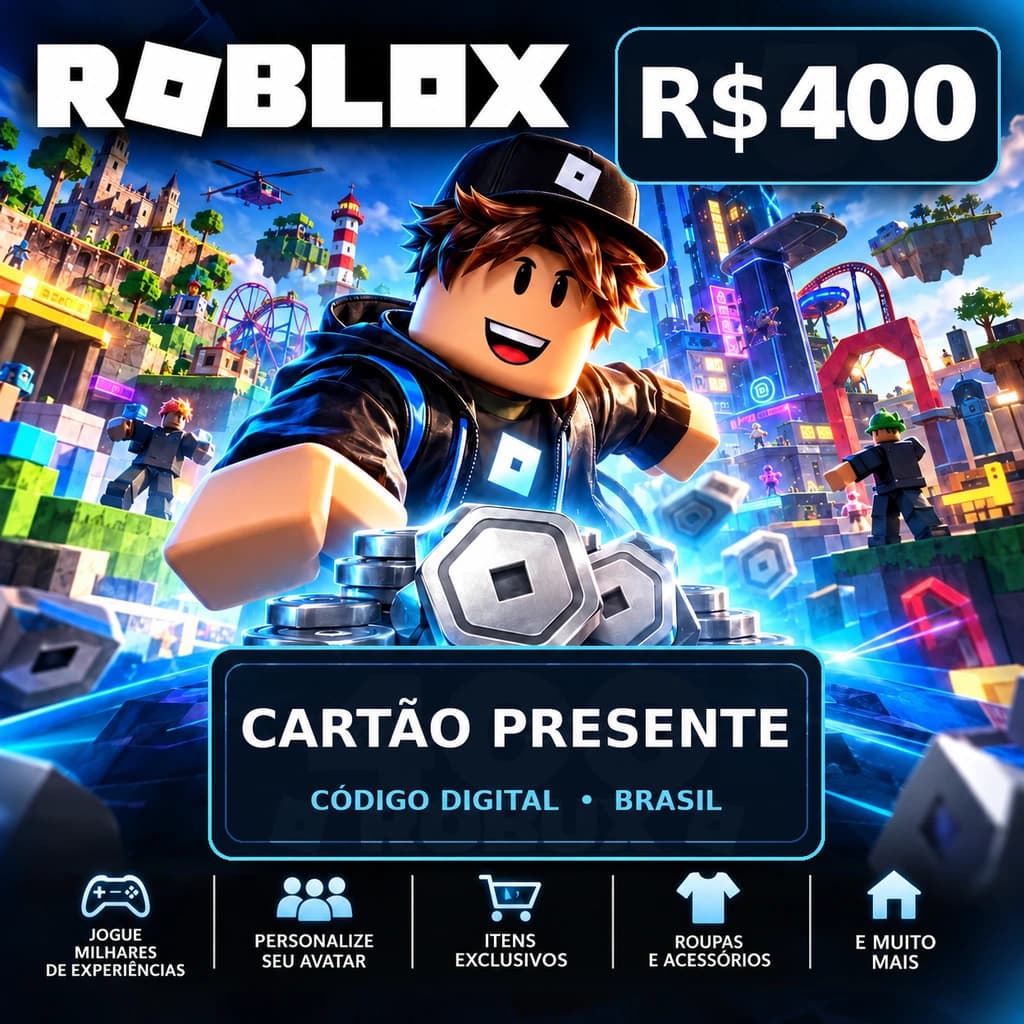 Cartão Presente Roblox R$ 400 - Código Digital Brasil