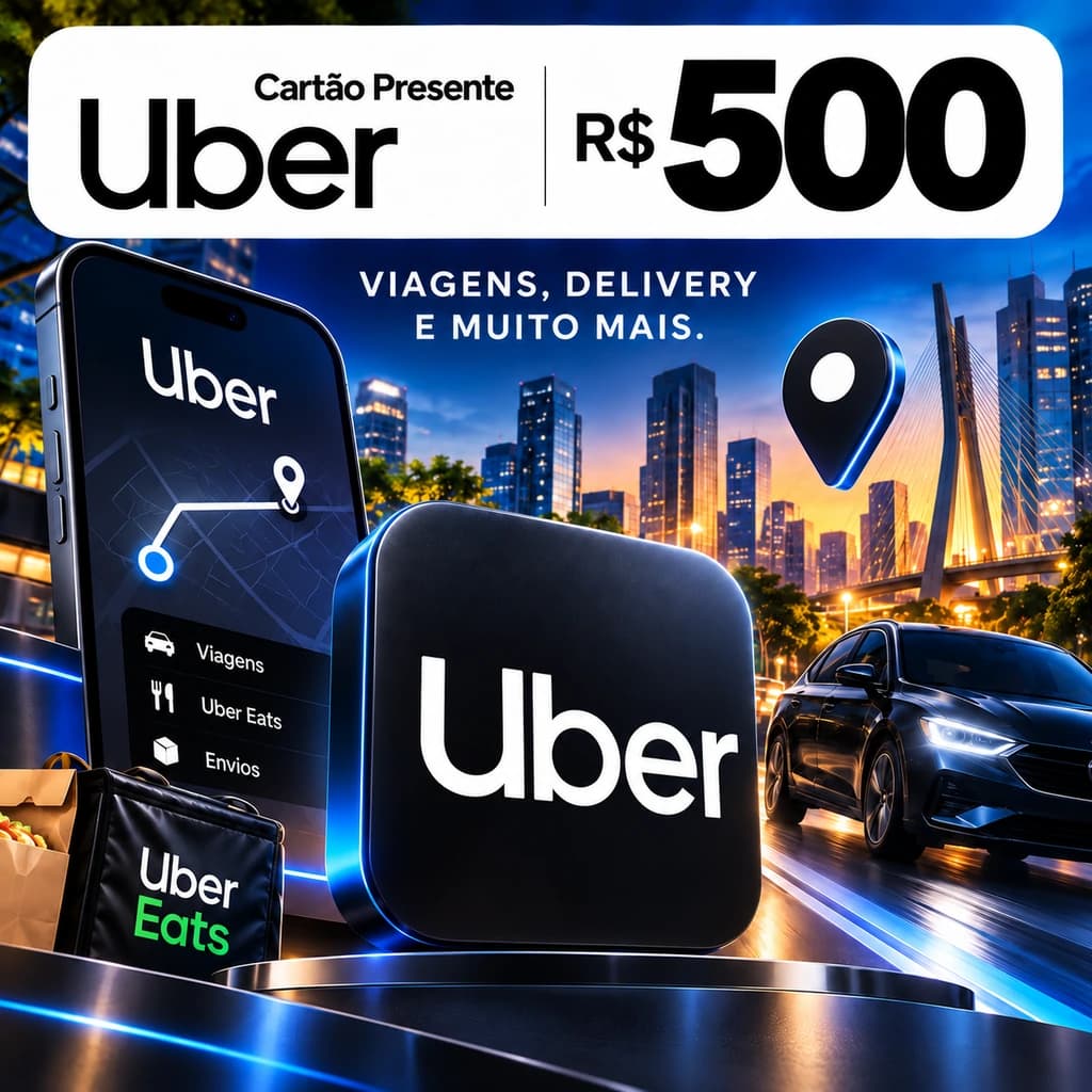 Gift Card Uber R$ 500,00 - Cartão Presente Digital