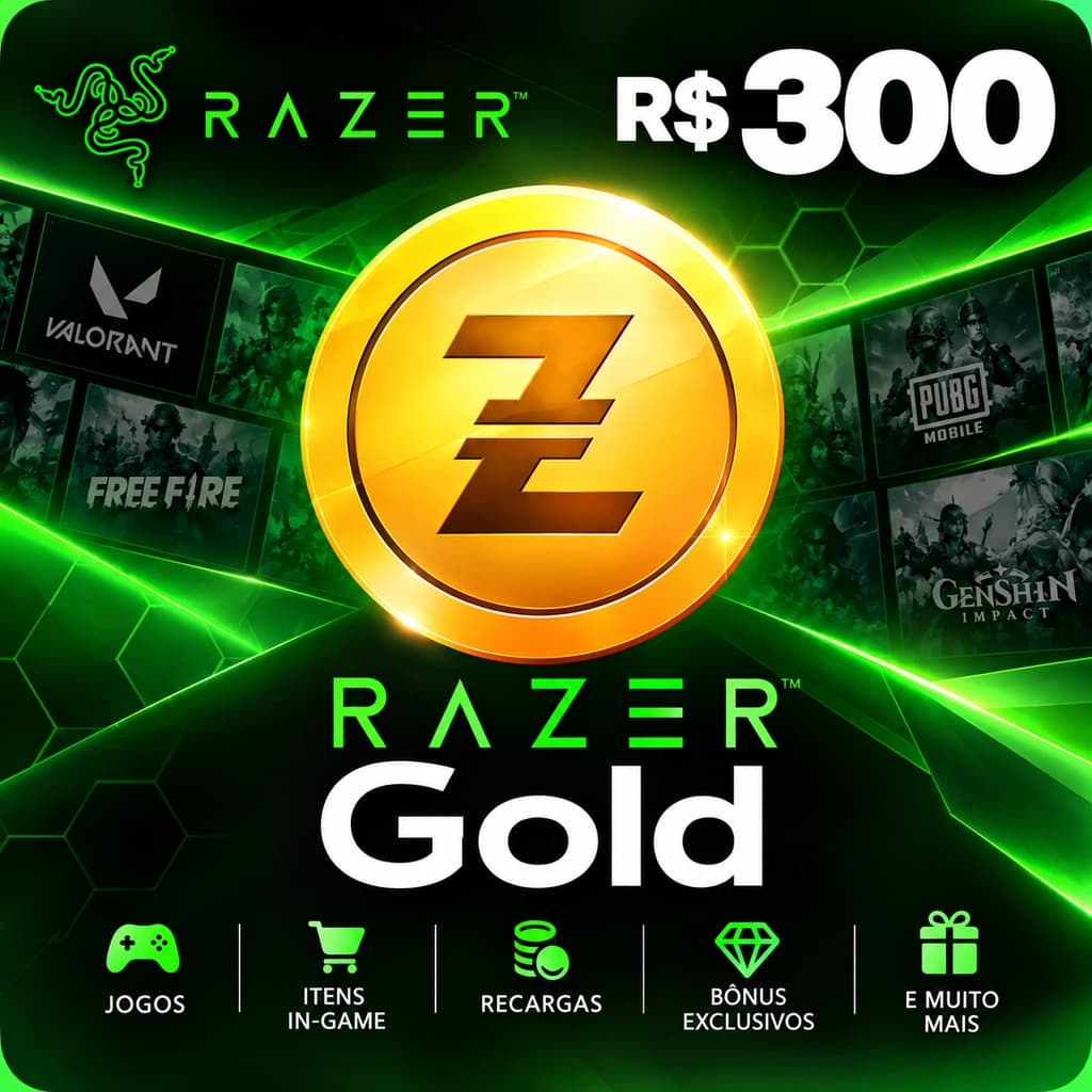 Razer Gold R$ 300,00 - Créditos Digitais