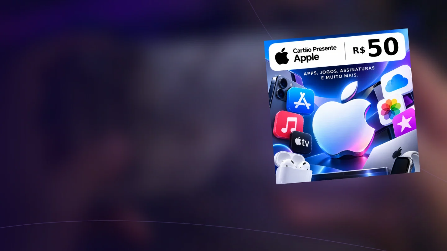 Arte editorial da PlayGamesCard Nova sobre apple gift.