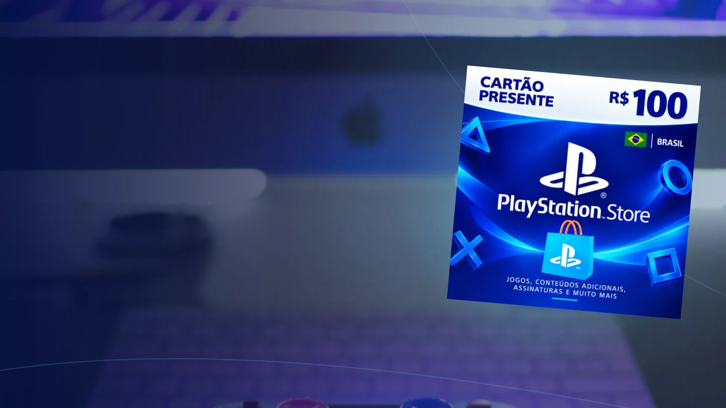 Arte editorial da PlayGamesCard Nova sobre playstation gift.