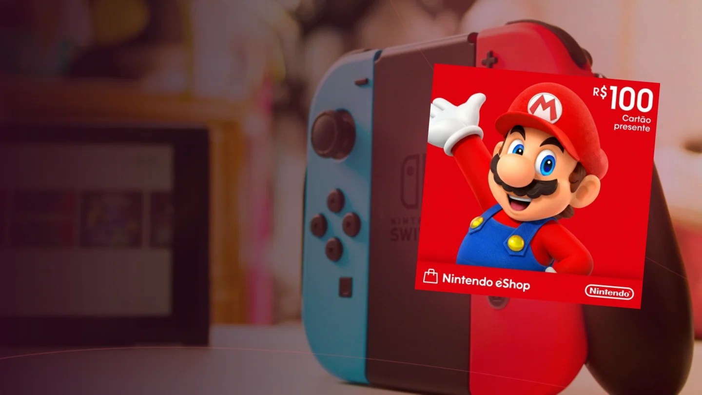 Arte editorial da PlayGamesCard Nova sobre nintendo shop.