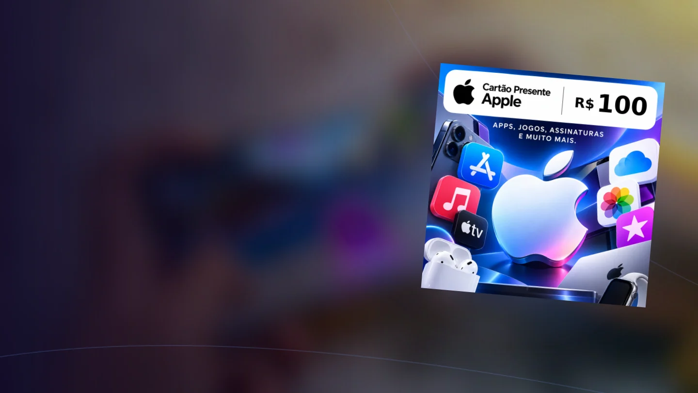 Arte editorial da PlayGamesCard Nova sobre apple digital.